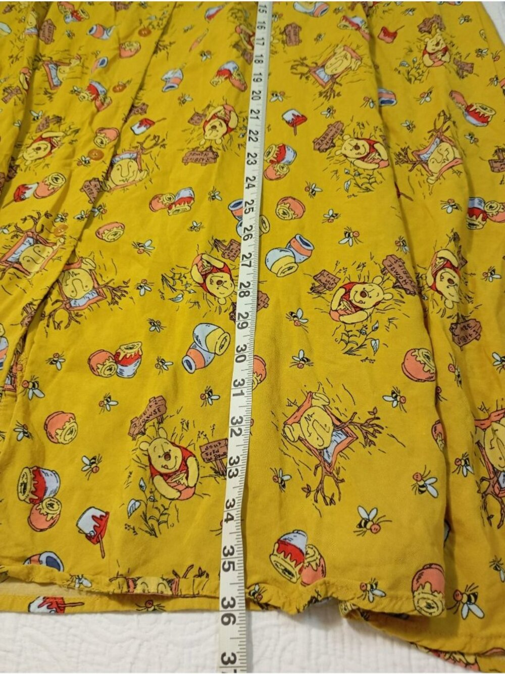 Disney Winnie The Pooh Yellow Skirt Button Front & All-Over Print Rayon Size 0 - Picture 10 of 10